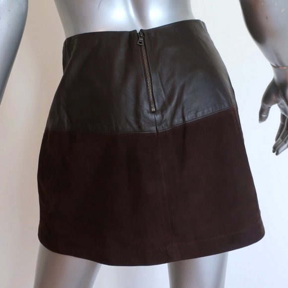 Alice + Olivia Mini Wrap Skirt Dark Brown Size 2 - Picture 4 of 7